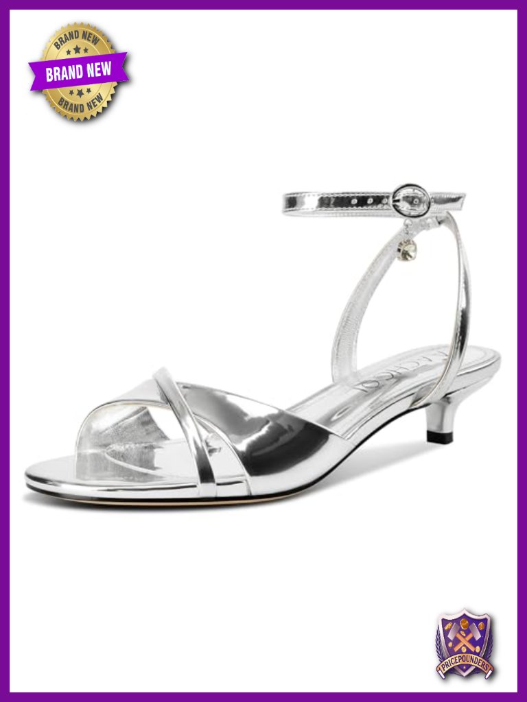 Kitten Heel Sandals Open Toe Ankle Strap Slingback Dress Shoes 1.4 Inch Heels